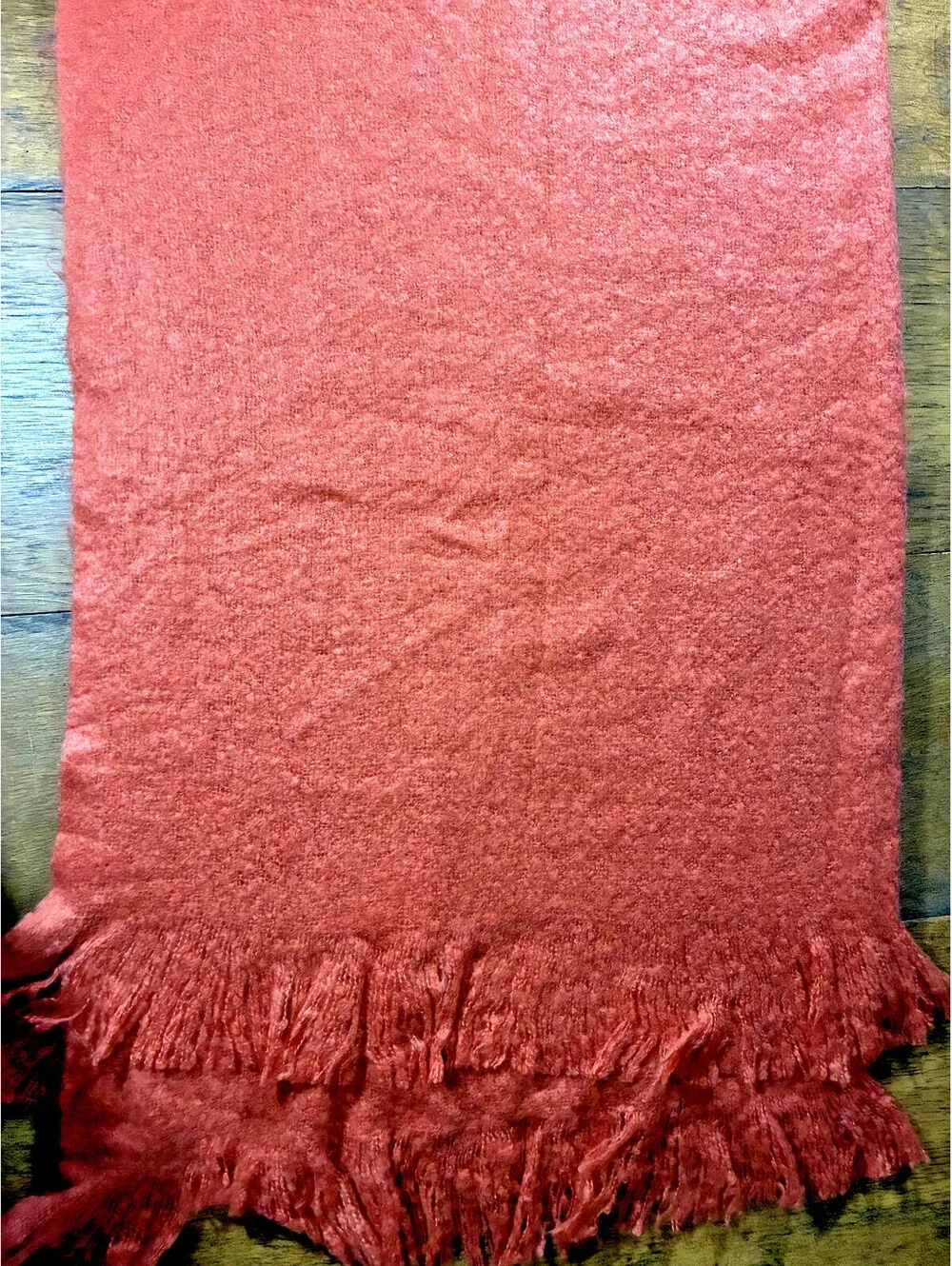Cynthia Rowley Faux Mohair Fringed Throw Blanket (Coral)